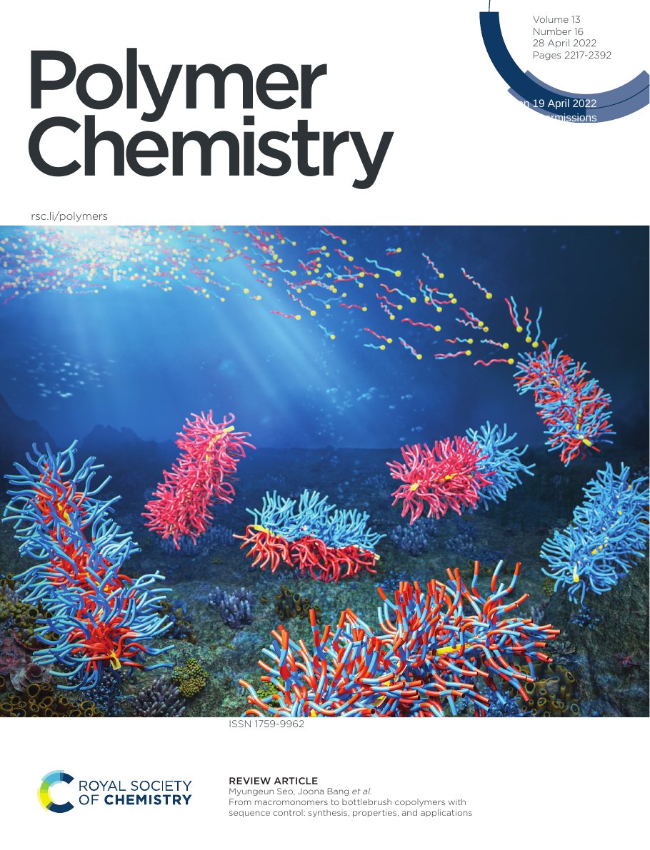 Polymer Chemistry 2022 front cover — sequence-controlled bottlebrush copolymers